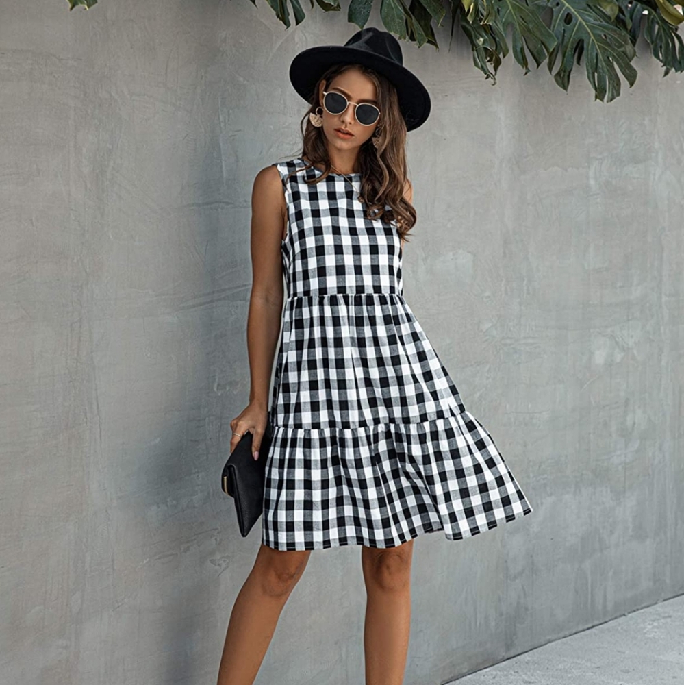 🆕️ Sleeveless Plaid Babydoll Dress